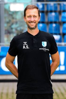 Co coach Andreas Schumacher, 1 FC Magdeburg 2 Football Bundesliga portrait appointment 2 BL 2024 2025 official photo appointment 1 FC Magdeburg in the Avnet Arena in Magdeburg portrait, portrait, single picture, Germany, football, men, GER, 18 07 2024 Christian Schroedter
