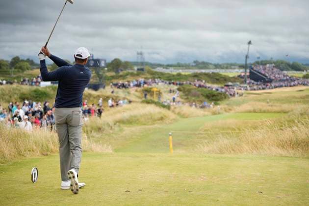 19th July 2024; Royal Troon Golf Club, Troon, South Ayrshire, Scotland; The Open Championship 2nd round; Tiger Woods plays from the 7th tee  ActionPlus12669584 StevenxFlynn