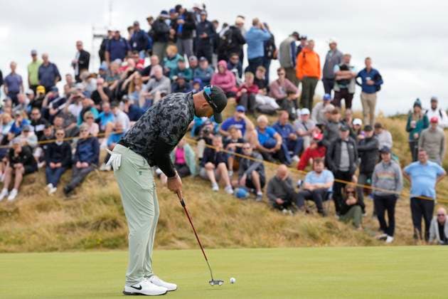 19th July 2024; Royal Troon Golf Club, Troon, South Ayrshire, Scotland; The Open Championship 2nd round; Dean Burmester putts for a birdie on the 12th hole  ActionPlus12669597 StevenxFlynn