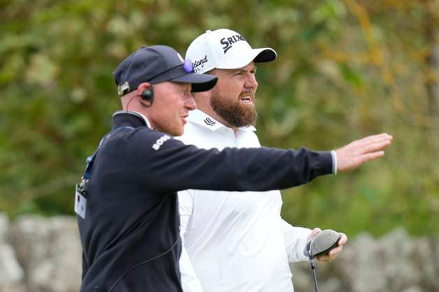 19th July 2024; Royal Troon Golf Club, Troon, South Ayrshire, Scotland; The Open Championship 2nd round; Shane Lowry speaks with a rules official on the 11th fairway  ActionPlus12669618 StevenxFlynn