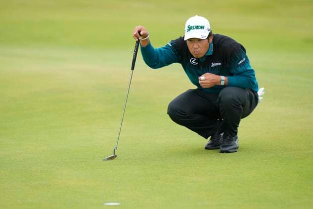 19th July 2024; Royal Troon Golf Club, Troon, South Ayrshire, Scotland; The Open Championship 2nd round; Hideki Matsuyama lines up a putt on the 6th green  ActionPlus12669577 StevenxFlynn