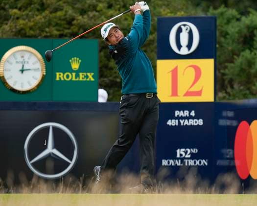 19th July 2024; Royal Troon Golf Club, Troon, South Ayrshire, Scotland; The Open Championship 2nd round; Hideki Matsuyama plays on the 12th tee  ActionPlus12669610 StevenxFlynn