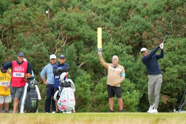 19th July 2024; Royal Troon Golf Club, Troon, South Ayrshire, Scotland; The Open Championship 2nd round; Tiger Woods plays on the 12th tee  ActionPlus12669611 StevenxFlynn