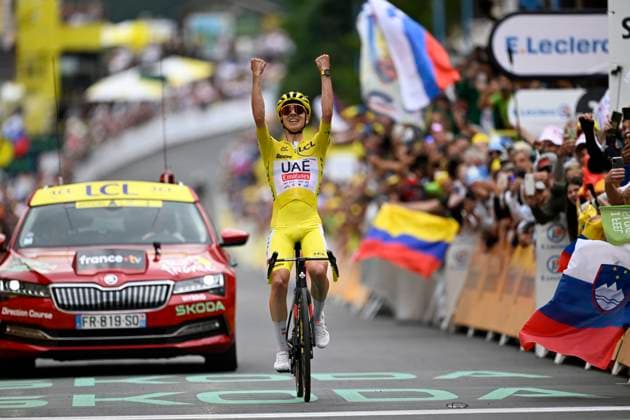Tour de France 2024 - Stage 19 ISOLA 2000, FRANCE - JULY 19 : Pogacar Tadej (SVN) of UAE Team Emirates wins during stage 19 of the 111th edition of the Tour de France 2024 cycling race, a stage of 144,6 kms with start in Embrun and finish in Isola 2000 on July 19, 2024 in Isola 2000, France, 19 07 2024 Isola 2000 France  Copyright: xNicoxVereeckenx