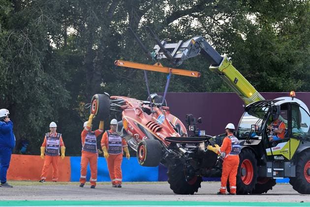 FORMULA 1 HUNGARIAN GRAND PRIX 2024 19 07 2024, Hungaroring, Budapest, FORMULA 1 HUNGARIAN GRAND PRIX 2024 , in the picture accident of Charles Leclerc MCO , Scuderia Ferrari HP nordphotoxGmbHx xBratic nph00250