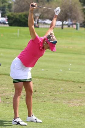 SYLVANIA, OH - JULY 19: LPGA, Golf Damen player Lexi Thompson warms up on the practice range during the second round of the 2024 Dana Open on July 19, 2024, at Highland Meadows Golf Club in Sylvania, Ohio. (Photo by Brian Spurlock Icon Sportswire) GOLF: JUL 19 LPGA Dana Open EDITORIAL USE ONLY Icon2407192