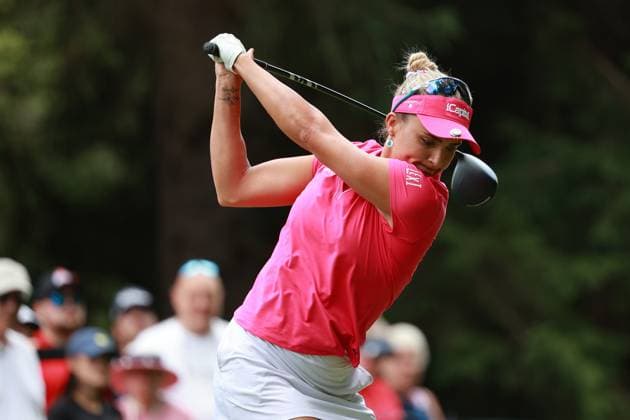 DANA Open SYLVANIA, OHIO - JULY 19: Lexi Thompson of the United States tees off on the 11th hole during Day Two of the Dana Open golf tournament at Highland Meadows Golf Club in Sylvania, Ohio USA, on Friday, July 19, 2024. Sylvania Ohio United States  Copyright: xJorgexLemusx originalFilename:lemus-danaopen240719_np43U.jpg