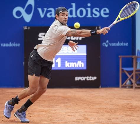 Gstaad Switzerland, 07 19 2024: Matteo Berrettini (ITA) in action during EFG Swiss Open. during EFG Swiss Open Gstaad, International Tennis match in Gstaad, Switzerland, July 19 2024  Copyright: xPatrickxDancel IPAxSportx xipa-ax xx IPA_48121197 IPA_Agency_IPA48121197