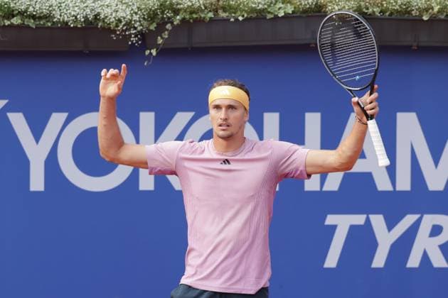 Tennis Men ATP, Tennis Men Tour 500 European Open Hamburg, Hamburg Open ATP 500 2024 , 19 07 2024 , Alexander Zverev GER is happy about the first set win Copyright: FernandoxSoares