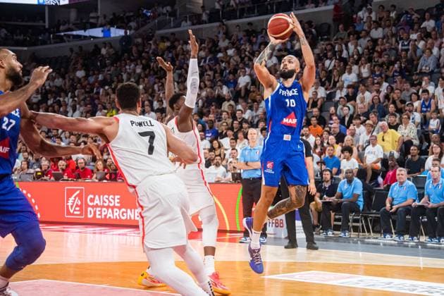 Evan Fournier (France) BASKET : France x Canada - Match de preparation JO - 19 07 2024 BaptisteAutissier Panoramic 