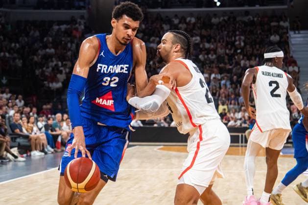 Victor Wembanyama (France) BASKET : France x Canada - Match de preparation JO - 19 07 2024 BaptisteAutissier Panoramic 