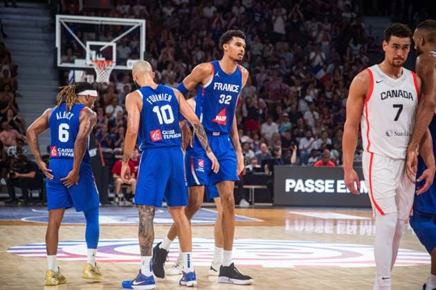 Victor Wembanyama (France) BASKET : France x Canada - Match de preparation JO - 19 07 2024 BaptisteAutissier Panoramic 