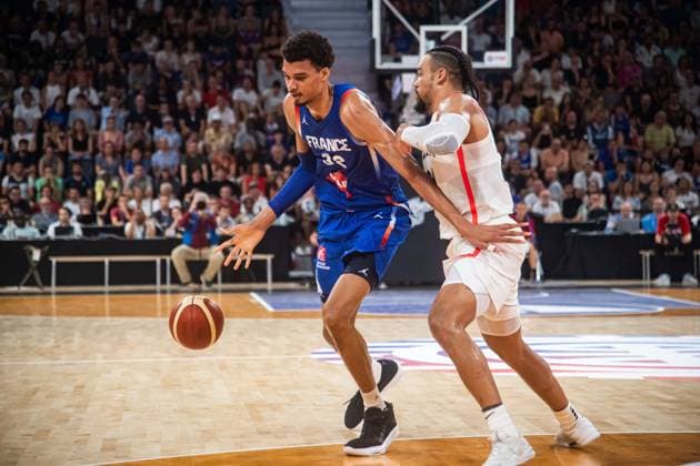 Victor Wembanyama (France) BASKET : France x Canada - Match de preparation JO - 19 07 2024 BaptisteAutissier Panoramic 