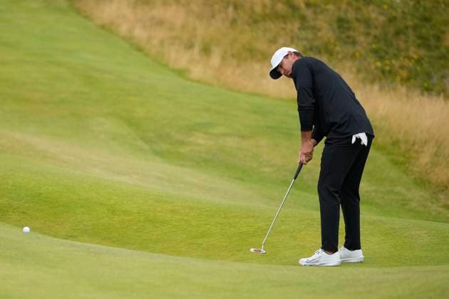 19th July 2024; Royal Troon Golf Club, Troon, South Ayrshire, Scotland; The Open Championship Round 2; Brooks Koepka putts on to the 6th green  ActionPlus12669909 StevenxFlynn