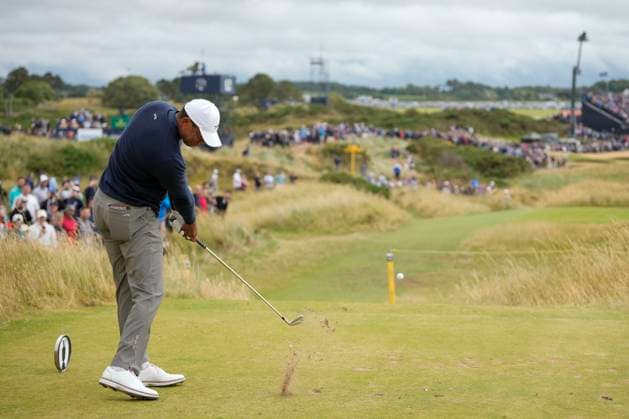 19th July 2024; Royal Troon Golf Club, Troon, South Ayrshire, Scotland; The Open Championship Round 2; Tiger Woods plays from the 7th tee  ActionPlus12669919 StevenxFlynn