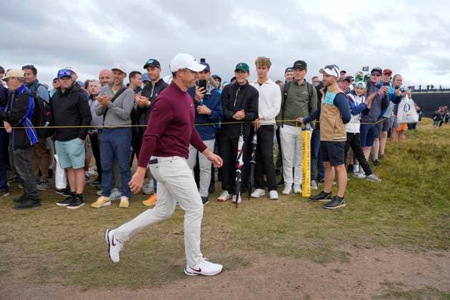 19th July 2024; Royal Troon Golf Club, Troon, South Ayrshire, Scotland; The Open Championship Round 2; Rory McIlroy walks of the 17th green and heads to the 18th tee  ActionPlus12669970 StevenxFlynn