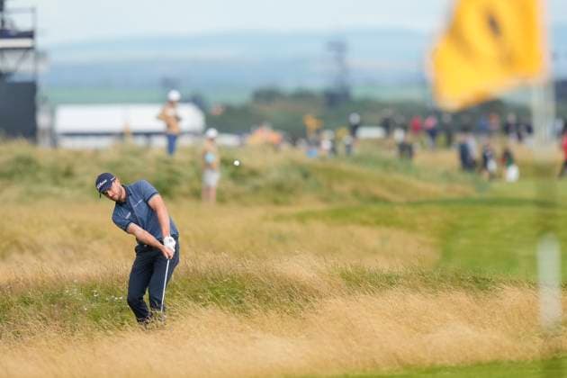 19th July 2024; Royal Troon Golf Club, Troon, South Ayrshire, Scotland; The Open Championship Round 2; Laurie Canter plays from the rough to the 16th green  ActionPlus12669952 StevenxFlynn