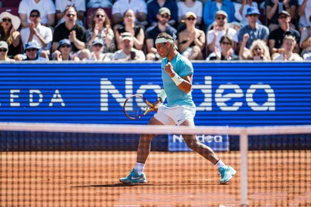 240720 Rafael Nadal of Spain celebrates during day 6 of the Nordea Open on July 20, 2024 in Bastad Photo Niclas Jönsson BILDBYRAN COP 273 NO0290 tennis atp 250 nordea open bbeng jubel  Copyright: NICLASxJÖNSSON BB240720NO014