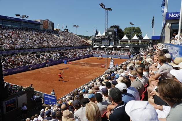 BASTAD, SWEDEN 20240720 Croatias Duje AjdukoviÄ‡ meets Spains Rafael Nadal during Saturdays mens singles semi-final at the Nordea Open in Bastad BASTAD SWEDEN x9200x  Copyright: xAdamxIhse TTx NORDEA OPEN BASTAD