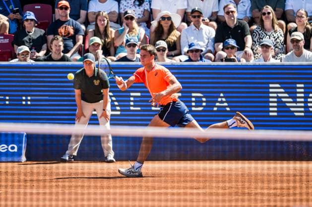 240720 Duje Ajdukovic of Croatia during day 6 of the Nordea Open on July 20, 2024 in Bastad Photo Niclas Jönsson BILDBYRAN COP 273 NO0290 tennis atp 250 nordea open bbeng  Copyright: NICLASxJÖNSSON BB240720NO032