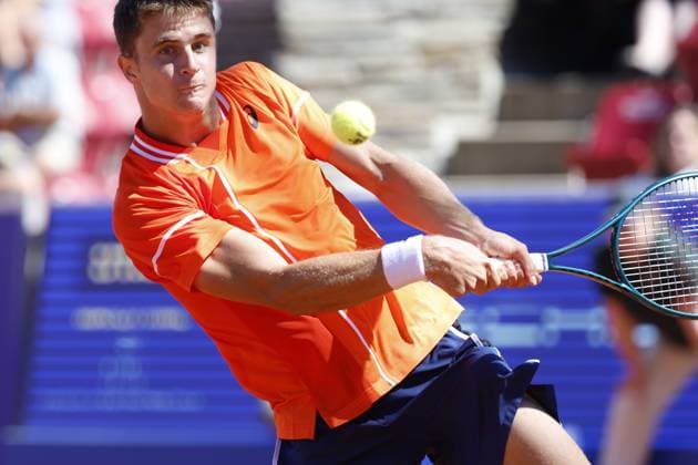 Croatia s Duje AjdukoviÄ‡ during Saturday s men s singles semifinal against Spain s Rafael Nadal in the Nordea Open in Bastad, Sweden on july 20, 2024 BASTAD SWEDEN x9200x  Copyright: xAdamxIhse TTx SWEDEN TENNIS BASTAD OPEN