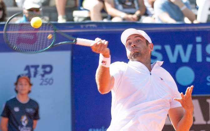 July 20, 2024, Gstaad, Bern, Switzerland: Gstaad Switzerland, 07 20 2024: QUENTIN HALYS of France against JAN-LENNARD STRUFF of Germany during the semi-finals of EFG Swiss Open Gstaad ATP, Tennis Herren 250, EFG Swiss Open Gstaad-ATP 250 took place at Roy Emerson Arena in Gstaad, which is located in the famous ski resort of Gstaad and which is located in the Bernese Oberland. QUENTIN HALYS won 6-3, 7-6. Gstaad Switzerland - ZUMAd206 20240720_zip_d206_001 Copyright: xEricxDubostx