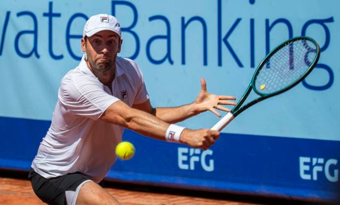 July 20, 2024, Gstaad, Bern, Switzerland: Gstaad Switzerland, 07 20 2024: QUENTIN HALYS of France against JAN-LENNARD STRUFF of Germany during the semi-finals of EFG Swiss Open Gstaad ATP, Tennis Herren 250, EFG Swiss Open Gstaad-ATP 250 took place at Roy Emerson Arena in Gstaad, which is located in the famous ski resort of Gstaad and which is located in the Bernese Oberland. QUENTIN HALYS won 6-3, 7-6. Gstaad Switzerland - ZUMAd206 20240720_zip_d206_014 Copyright: xEricxDubostx
