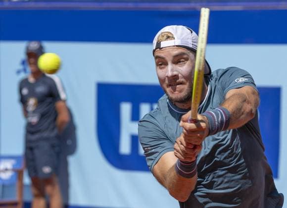 EFG Swiss Open - Quentin Halys v Jan-Lennard Struff Jan-Lennard Struff (GER) in semi final against Quentin Halys (FRA) during EFG Swiss Open. during EFG Swiss Open Gstaad, International Tennis match in Gstaad, Switzerland, on July 20, 2024. Photo by Patrick Dancel IPA ABACAPRESS.COM Gstaad Switzerland  Copyright: xIPA ABACAx