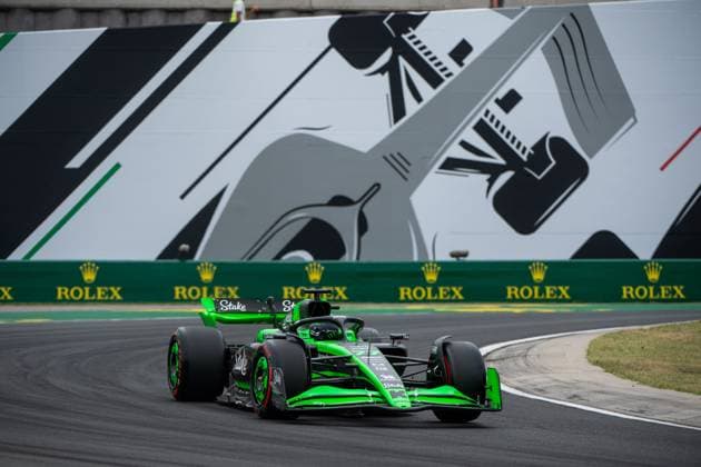 Valtteri Bottas Stake F1 Team Kick Sauber, Finland, 77 in the Sauber C44 in front of a painting of a silver Formula 1 car and Rolex branding, HUN, Formula 1 World Championship, Hungarian Grand Prix, Hungaroring, Free Practice, 20 07 2024 HUN, Formula 1 World Championship, Hungarian Grand Prix, Hungaroring, Free Practice, 20 07 2024 Mogyorod Copyright: xEibner-Pressefoto Memmlerx EP_MMR