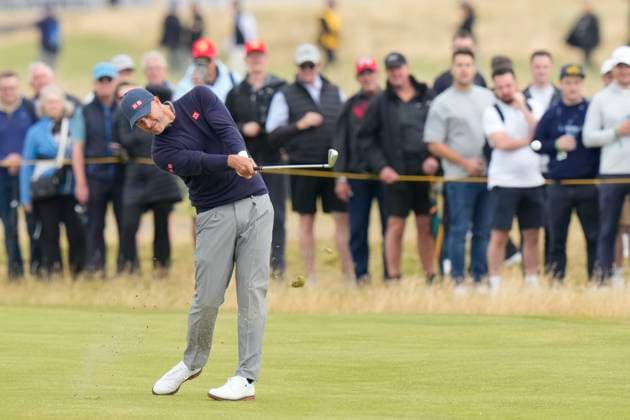 20th July 2024; Royal Troon Golf Club, Troon, South Ayrshire, Scotland; The Open Championship Round 3; Adam Scott plays from the 2nd fairway  ActionPlus12669984 StevenxFlynn