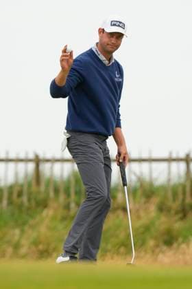 20th July 2024; Royal Troon Golf Club, Troon, South Ayrshire, Scotland; The Open Championship Round 3; Harris English salutes the crowd after a birdie on the first green  ActionPlus12669994 StevenxFlynn