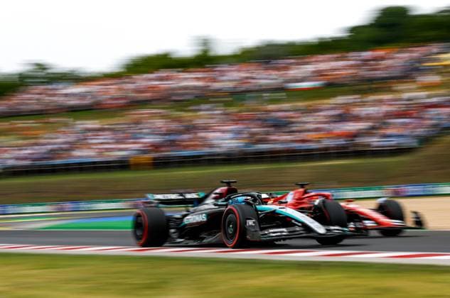 63 George Russell GBR, Mercedes AMG Petronas F1 Team , 16 Charles Leclerc MCO, Scuderia Ferrari HP , F1 Grand Prix of Hungary at Hungaroring on July 20, 2024 in Budapest, Hungary Photo by HOCH ZWEI Budapest Hungary