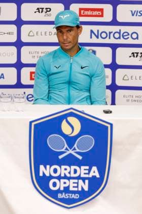 BASTAD, SWEDEN 20240720 Spains Rafael Nadal at a press conference after winning Saturdays mens singles semi-final at the Nordea Open in Bastad BASTAD SWEDEN x9200x  Copyright: xAdamxIhse TTx NORDEA OPEN BASTAD