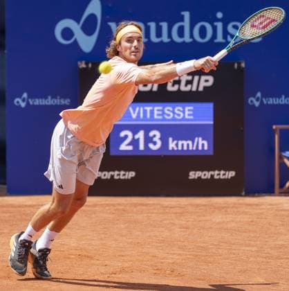 Gstaad: Gstaad Switzerland, 07 20 2024: Stefanos Tsitsipas (GRE) in semi final against Matteo Berrettini (ITA) during EFG Swiss Open. during EFG Swiss Open Gstaad, International Tennis match in Gstaad, Switzerland, July 20 2024 International Tennis match - EFG Swiss Open Gstaad  - ZUMAp169 20240720_zsa_p169_094 Copyright: xPatrickxDancel IPAxSportx