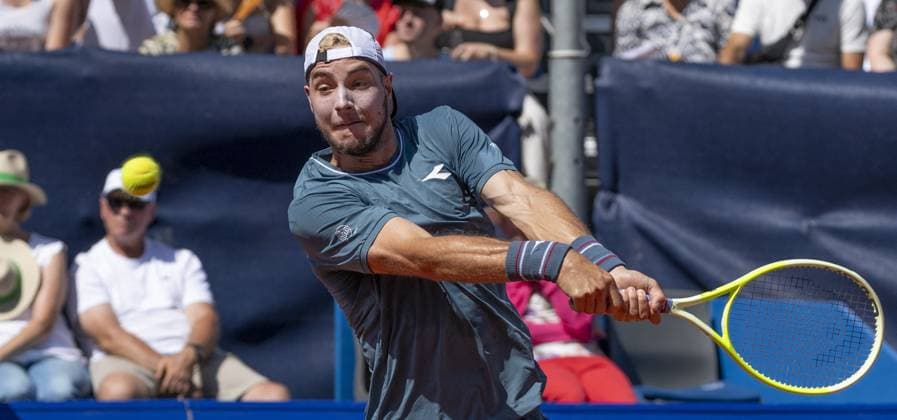 International Tennis match - EFG Swiss Open Gstaad Gstaad Switzerland, 07 20 2024: Jan-Lennard Struff (GER) in semi final against Quentin Halys (FRA) during EFG Swiss Open. during EFG Swiss Open Gstaad, International Tennis match in Gstaad, Switzerland, July 20 2024 Gstaad Switzerland  Copyright: xIPAxSport ABACAx