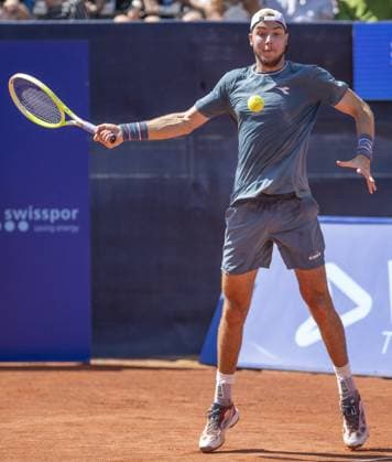 International Tennis match - EFG Swiss Open Gstaad Gstaad Switzerland, 07 20 2024: Jan-Lennard Struff (GER) in semi final against Quentin Halys (FRA) during EFG Swiss Open. during EFG Swiss Open Gstaad, International Tennis match in Gstaad, Switzerland, July 20 2024 Gstaad Switzerland  Copyright: xIPAxSport ABACAx