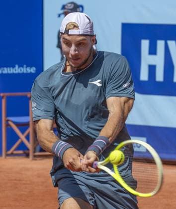 International Tennis match - EFG Swiss Open Gstaad Gstaad Switzerland, 07 20 2024: Jan-Lennard Struff (GER) in semi final against Quentin Halys (FRA) during EFG Swiss Open. during EFG Swiss Open Gstaad, International Tennis match in Gstaad, Switzerland, July 20 2024 Gstaad Switzerland  Copyright: xIPAxSport ABACAx