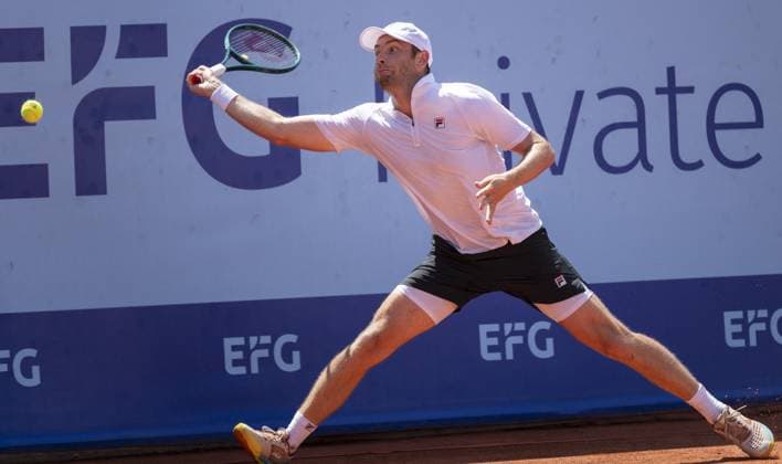 International Tennis match - EFG Swiss Open Gstaad Gstaad Switzerland, 07 20 2024: Quentin Halys (FRA) in semi final against Jan-Lennard Struff (GER) during EFG Swiss Open. during EFG Swiss Open Gstaad, International Tennis match in Gstaad, Switzerland, July 20 2024 Gstaad Switzerland  Copyright: xIPAxSport ABACAx