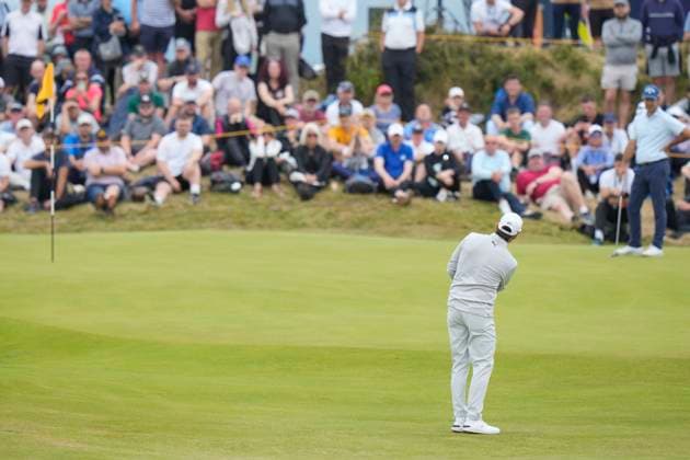 20th July 2024; Royal Troon Golf Club, Troon, South Ayrshire, Scotland; The Open Championship Round 3; Rickie Fowler chips to the 12th green  ActionPlus12670022 StevenxFlynn