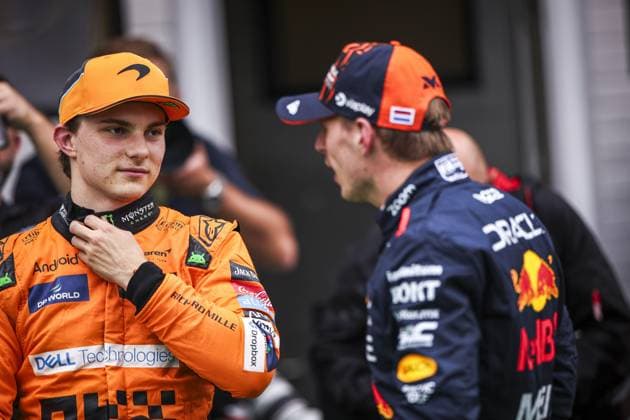 PIASTRI Oscar (aus), McLaren F1 Team MCL38, VERSTAPPEN Max (ned), Red Bull Racing RB20, portrait during the Formula 1 Hungarian Grand Prix 2024, 13th round of the 2024 Formula One World Championship, WM, Weltmeisterschaft from July 19 to 21, 2024 on the Hungaroring, in Mogyorod, Hungary - F1 - HUNGARIAN GRAND PRIX 2024 DPPI Panoramic 240720_R13_UNGHERIA_DP_EA019113