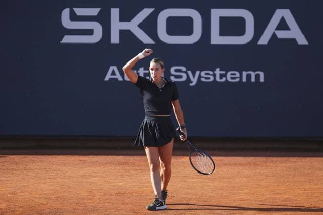 Yana Sizikova celebrates the point scored during Palermo Open Ladies WTA, Tennis Damen 250, International Tennis match in Palermo, Italy, July 20 2024  Copyright: xMassimilianoxCarnabuci IPAxSportx xx IPA_48143906 IPA_Agency_IPA48143906