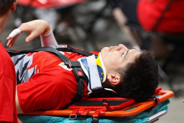 GDANSK 20.07.2024 PRZEDOLIMPIJSKI TURNIEJ TOWARZYSKI SIATKARZY POLSKA - JAPONIA --- PRE-OLYMPIC MENS VOLLEYBALL FRIENDLY TOURNAMENT IN GDANSK: POLAND- JAPAN KENTARO TAKAHASHI KONTUZJA INJURY FOT. ANNA KLEPACZKO FOTOPYK NEWSPIX.PL --- Newspix.pl POLAND OUT!  240720LUM156