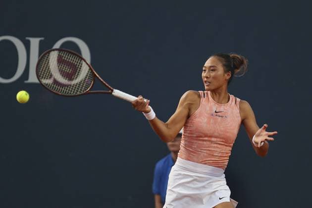 Zheng Qinwen in action during Palermo Open Ladies WTA, Tennis Damen 250, International Tennis match in Palermo, Italy, July 20 2024  Copyright: xMassimilianoxCarnabuci IPAxSportx xx IPA_48144474 IPA_Agency_IPA48144474
