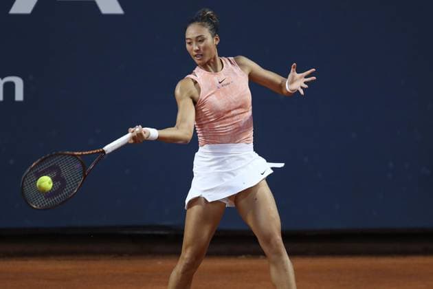 Zheng Qinwen in action during Palermo Open Ladies WTA, Tennis Damen 250, International Tennis match in Palermo, Italy, July 20 2024  Copyright: xMassimilianoxCarnabuci IPAxSportx xx IPA_48144499 IPA_Agency_IPA48144499