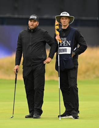 Daniel Brown with Younger Brother Ben his Caddie on the 18th Green The British Open Championship, Day Three, Golf, Royal Troon, Troon, UK - 20 July 2024  Copyright: xGreigxCowie Shutterstockx 14587997de
