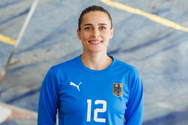 Dinah Eckerle GER, 12, Goalkeeper, Goalkeeper portrait, single picture, 20 07 2024, Ludwigsburg Germany , Handball, Team photos national teams for the Olympic Games xprx