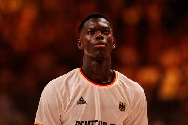 Test match Germany Japan 19 07 2024 Dennis Schröder Germany, 17 during the anthem Test match DBB Men Germany Japan Uber Arena, Berlin on 19 07 2024 Copyright: xBEAUTIFULxSPORTS Wunderlx