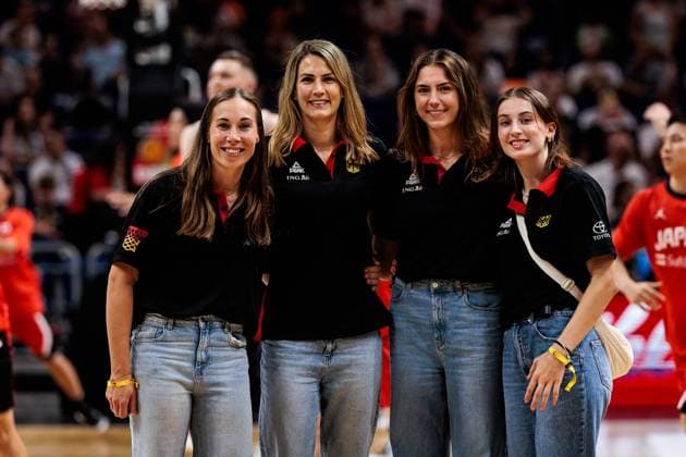 Test match Germany Japan 19 07 2024 Svenja Brunckhorst, Sonja Greinacher, Marie Reichert and Elisa Mevius Germany 3x3 Basketball Test match DBB Men Germany Japan Uber Arena, Berlin on 19 07 2024 Copyright: xBEAUTIFULxSPORTS Wunderlx