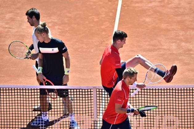 BASTAD, SWEDEN 20240721 Brazils Orlando Luz and Rafael Matos during Sundays mens doubles final against Frances Manuel Guinard and Gregoire Jacq in the Nordea Open in Bastad BASTAD SWEDEN x9200x  Copyright: xBjörnxLarssonxRosvall TTx NORDEA OPEN BASTAD FINAL
