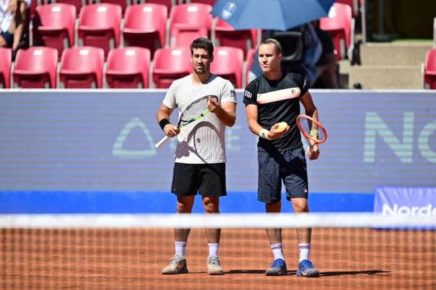 BASTAD, SWEDEN 20240721 Brazils Orlando Luz and Rafael Matos during Sundays mens doubles final against Frances Manuel Guinard and Gregoire Jacq in the Nordea Open in Bastad BASTAD SWEDEN x9200x  Copyright: xBjörnxLarssonxRosvall TTx NORDEA OPEN BASTAD FINAL